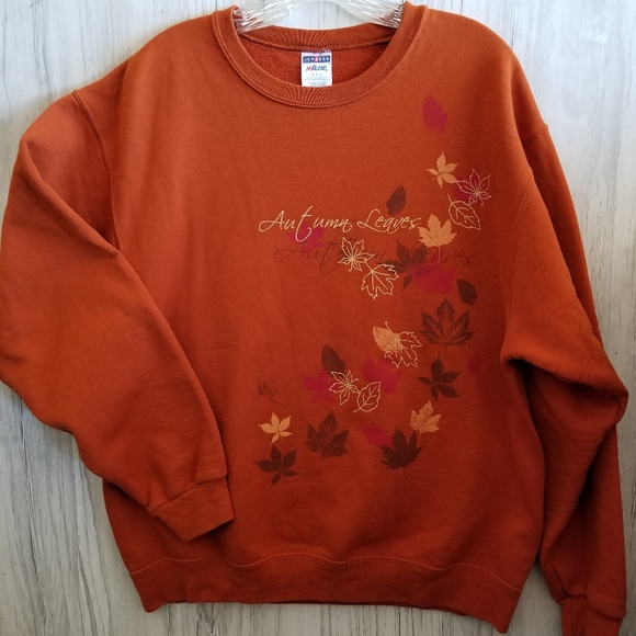 Vintage Jerzees Autumn Leaves Sweatshirt Orange/Rust - Picture 3 of 8